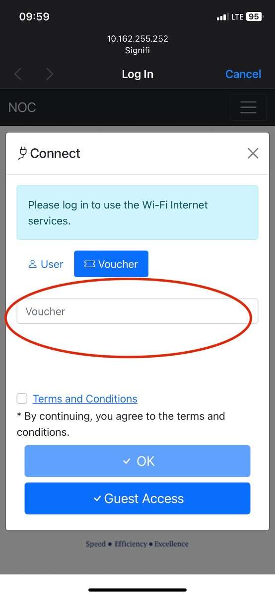 Wi-Fi Captive Portal - Choose Voucher Option - Enter Voucher